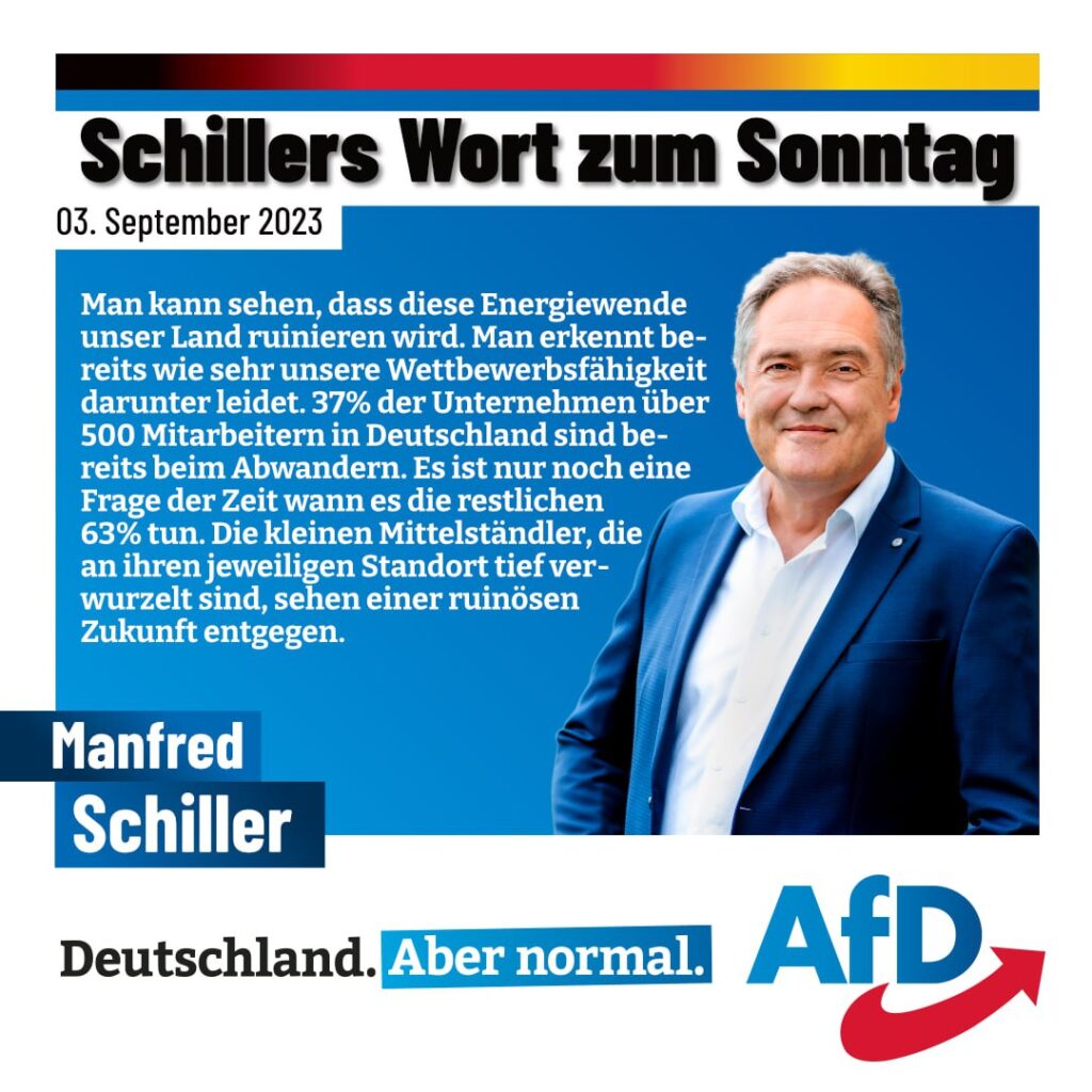 Manfred Schiller - Bezirswahl 2023 - AfD Weiden_Wort zum Sonntag 2023-09-03 - Energiewende ruiniert unser Land