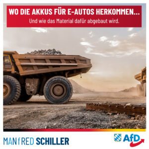 Manfred Schiller AfD - Elektromobilität - Wo die Akkus für E-Autos herkommen