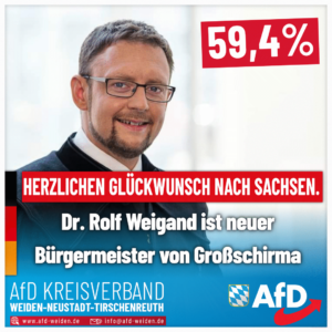 AfD Weiden - Glückwunsch Dr. Rolf Weigand Bürgermeister Großschirma